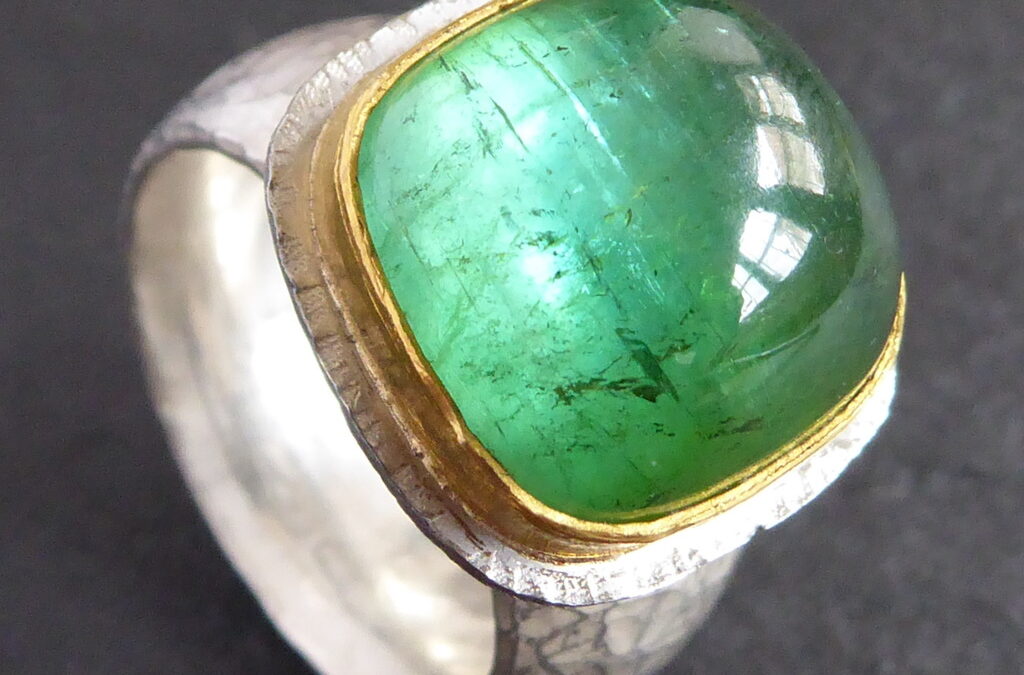 Ring Silber, Gold, Turmalin