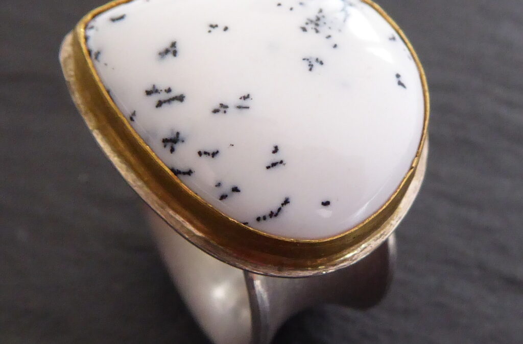 Ring Silber, Gold, Quarz