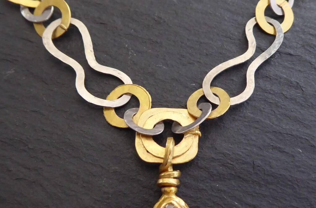 Kette, Au/Pd, Diamant