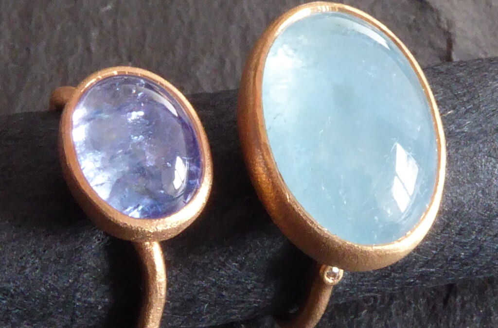 Ringe, Gold, Tansanit, Aquamarin