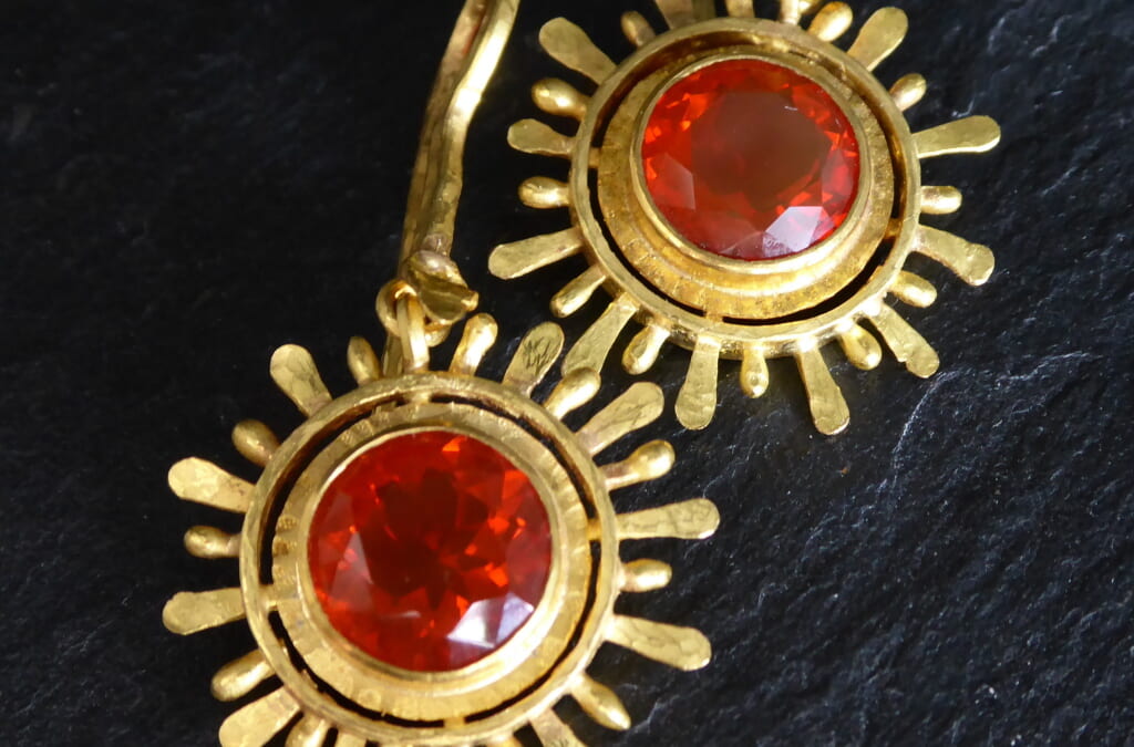 Ohrhänger, Gold, Feueropal