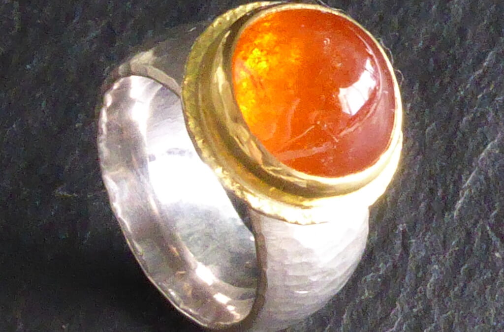 Ring, Silber, Gold, Mandaringranat