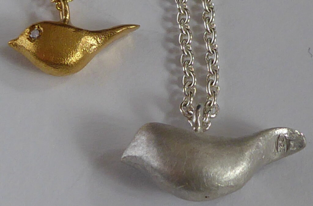 Vögelchen, Anhänger Gold Silber